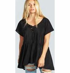 Becca Tie Front Woven Oversized Smock Top -