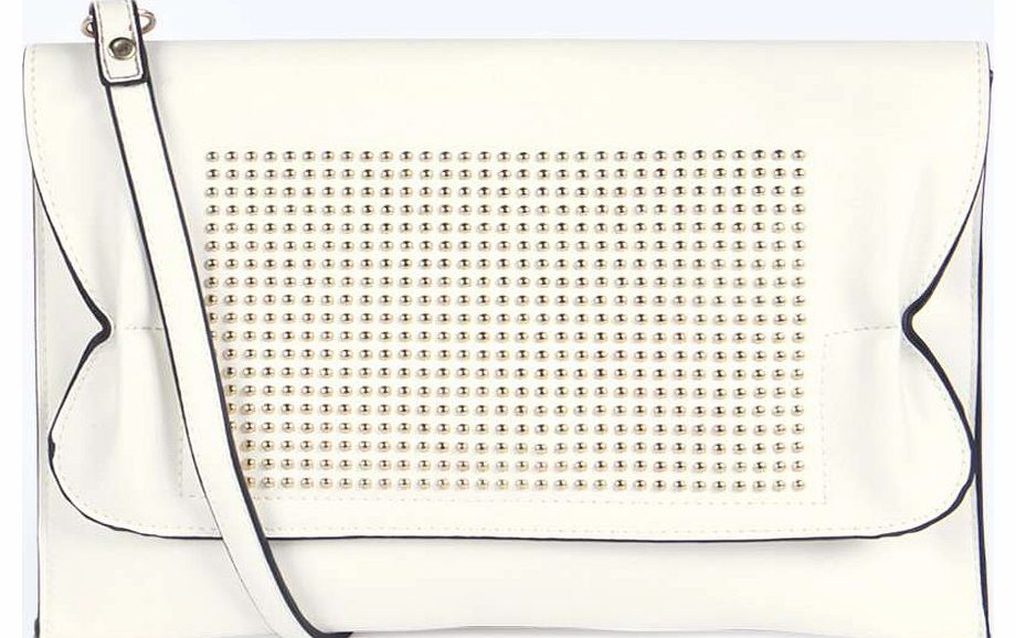 boohoo Belinda Pin Stud Cross Body Bag - white azz18323
