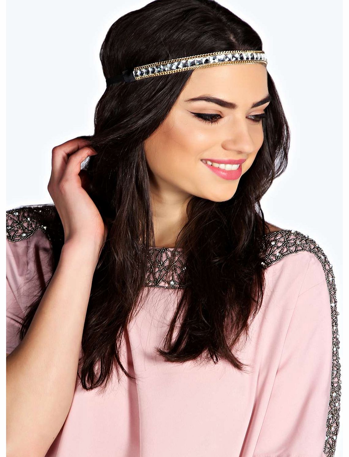 boohoo Bella Jewel and Chain Headband - gold azz18297