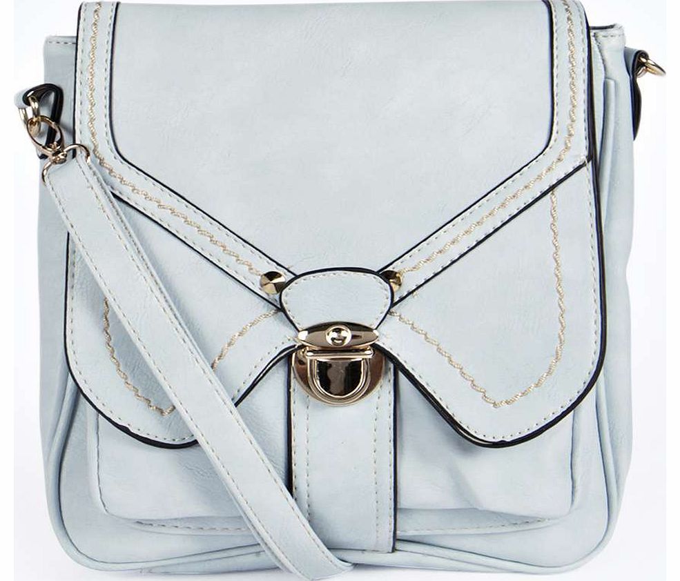 Bella Paneled Satchel Cross Body Bag - blue