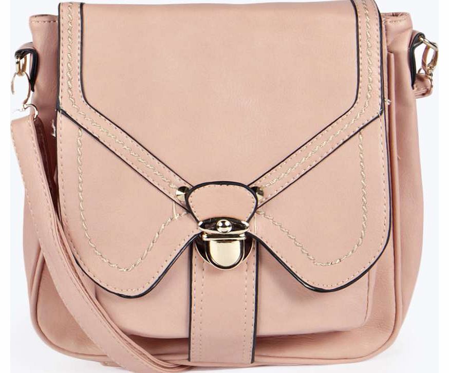 Bella Paneled Satchel Cross Body Bag - nude