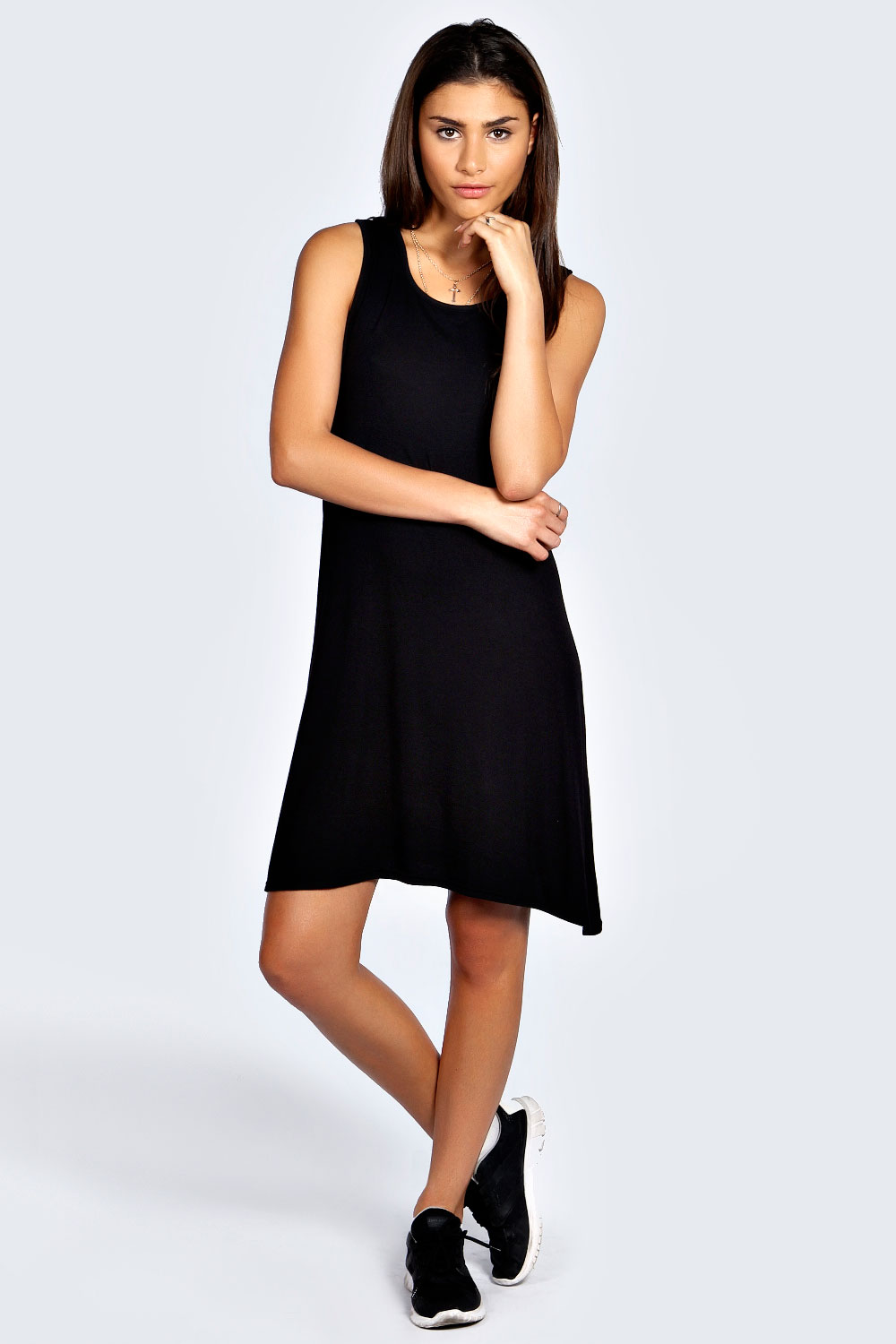 boohoo Betsie Peek-a-boo Insert Swing Dress -