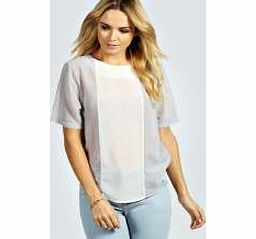 boohoo Bianca Contrast Panel Chiffon Blouse - grey