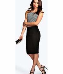 boohoo Black Ribbed Midi Skirt - black azz09860