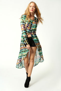 Blair Tie Dye Long Line Split Front Blouse Female