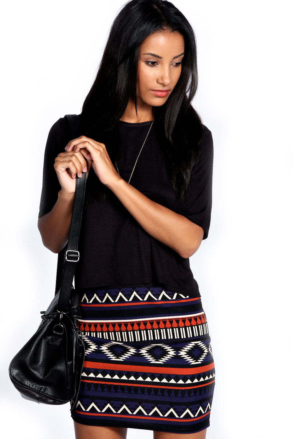 boohoo Blake Aztec Crepe Mini Skirt - multi