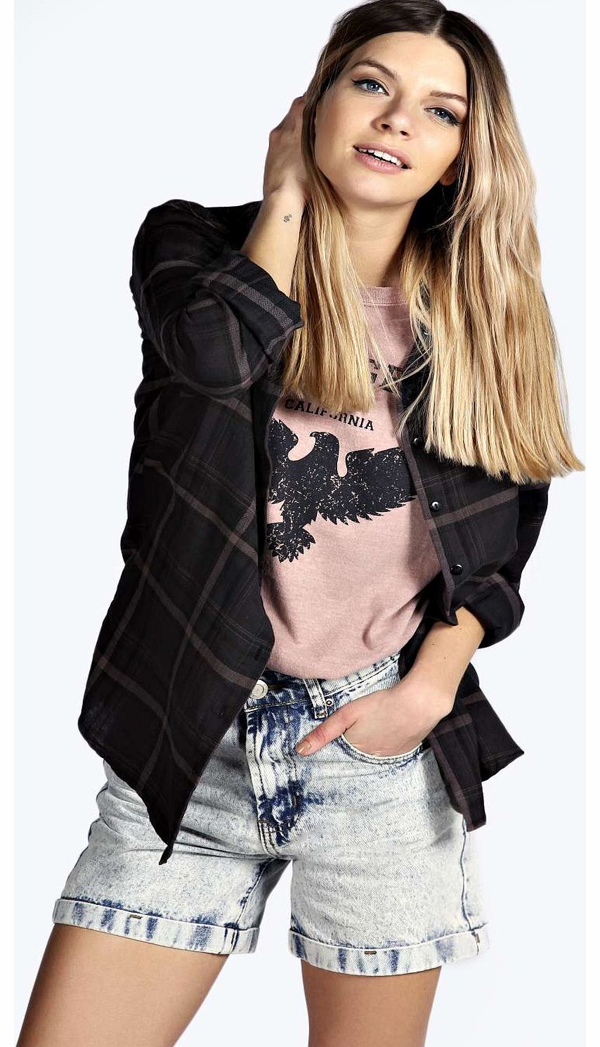 Blossom High Waisted Denim Mom Short - blue