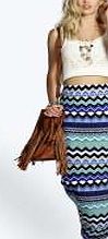 boohoo Blue Geo Print Slinky Maxi Skirt - blue azz06955