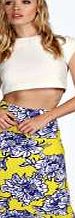 boohoo Bold Floral Pencil Midi Skirt - yellow azz04910