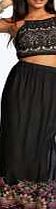 boohoo Border Print Maxi Skirt - black azz13632