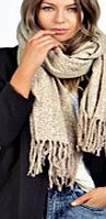 boohoo Boucle Marl Oversized Scarf - beige azz19389