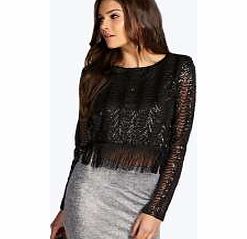 boohoo Boutique Eloise Scallop Sequin Tassel Zip Back