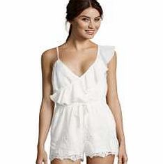 boohoo Boutique Lizbeth Embroidered Playsuit - ivory