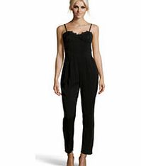 boohoo Boutique Lua Lace Trim Tailored Jumpsuits -