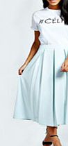 boohoo Box Pleat Midi Length Scuba Skater Skirt - mint