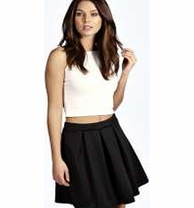 boohoo Box Pleat Skater Skirt - black azz10831