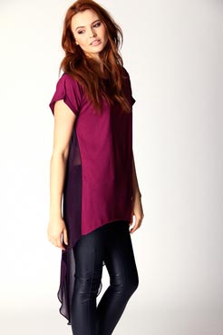 Boohoo Brandy Jersey Front And Georgette Oversized Blouse