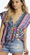 boohoo Bright Aztec Woven Blouse - multi azz15007