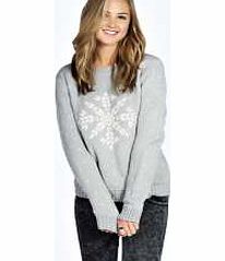 boohoo Brit Snowflake Jumper - grey azz24160