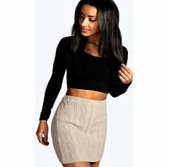 boohoo Cable Knitted Mini Skirt - beige azz08369