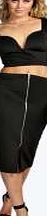 boohoo Caitlin High Waisted Zip Front Skirt - black