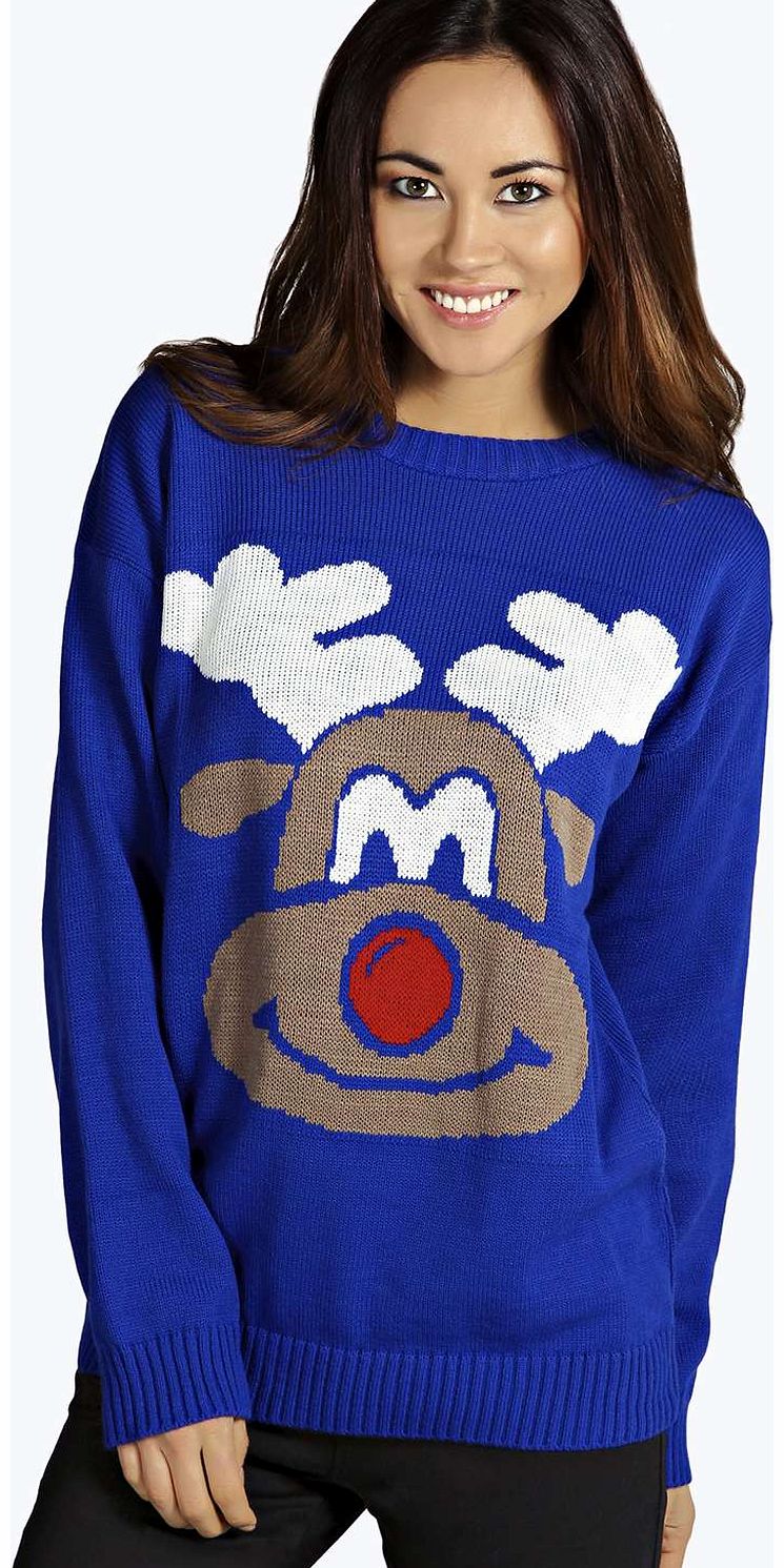 Cameron Reindeer Christmas Jumper - blue azz14020