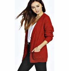 boohoo Candes Cable Knit Cardigan - rust azz23666