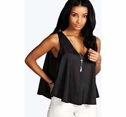 boohoo Cape Back Woven Top - black azz12069