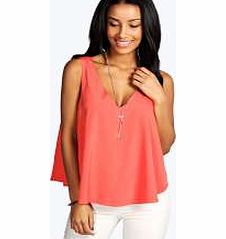 Cape Back Woven Top - coral azz12069