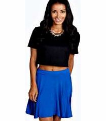 boohoo Carey Flippy Jersey Skater Skirt - blue azz43249