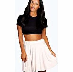 boohoo Carey Flippy Jersey Skater Skirt - blush azz36024