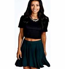 boohoo Carey Flippy Jersey Skater Skirt - bottle azz43249