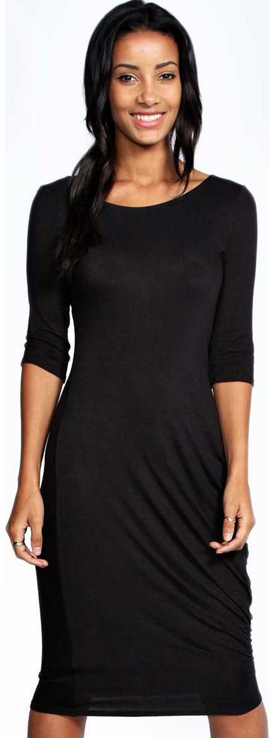 boohoo Cari Draped Midi Dress - green azz18094