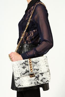 Carina Snake Stud Chain Handle Bag Female