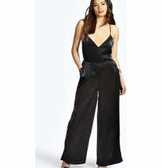 Carissa Metallic Plunge Neck Wide Leg Jumpsuit -