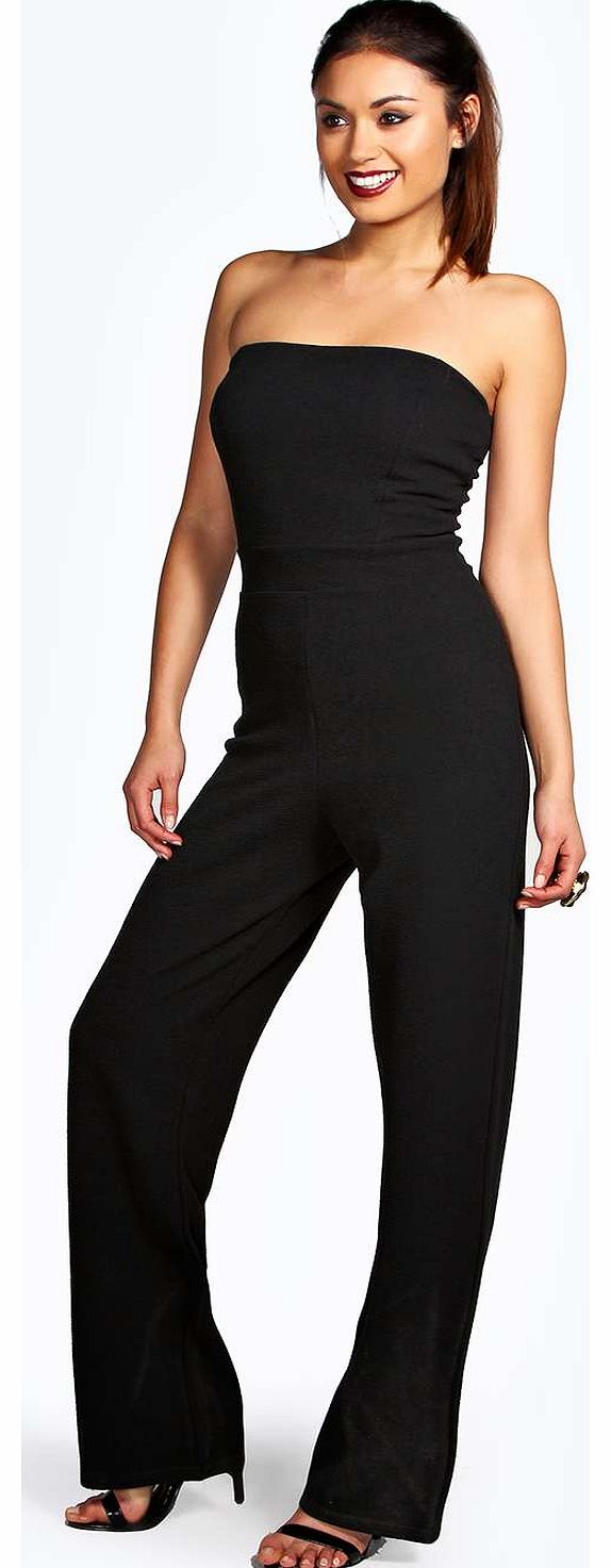 Carly Crepe Bandeau Wide Leg Jumpsuit - black