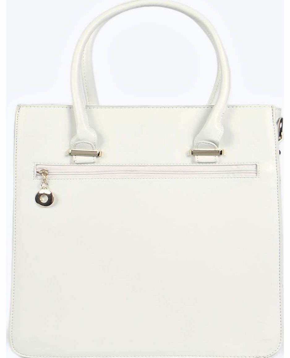 boohoo Carly Structured Shopper Day Bag - white azz16052