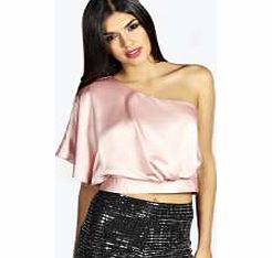 boohoo Caroline Silky One Shoulder Blouse - blush