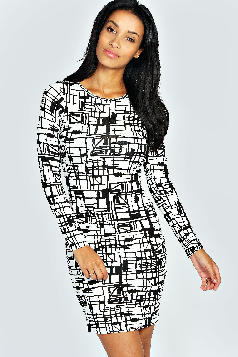 Carrie Mono Bodycon Dress - multi azz23547