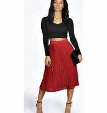 boohoo Casey Pleated Midi Skirt - red azz19843