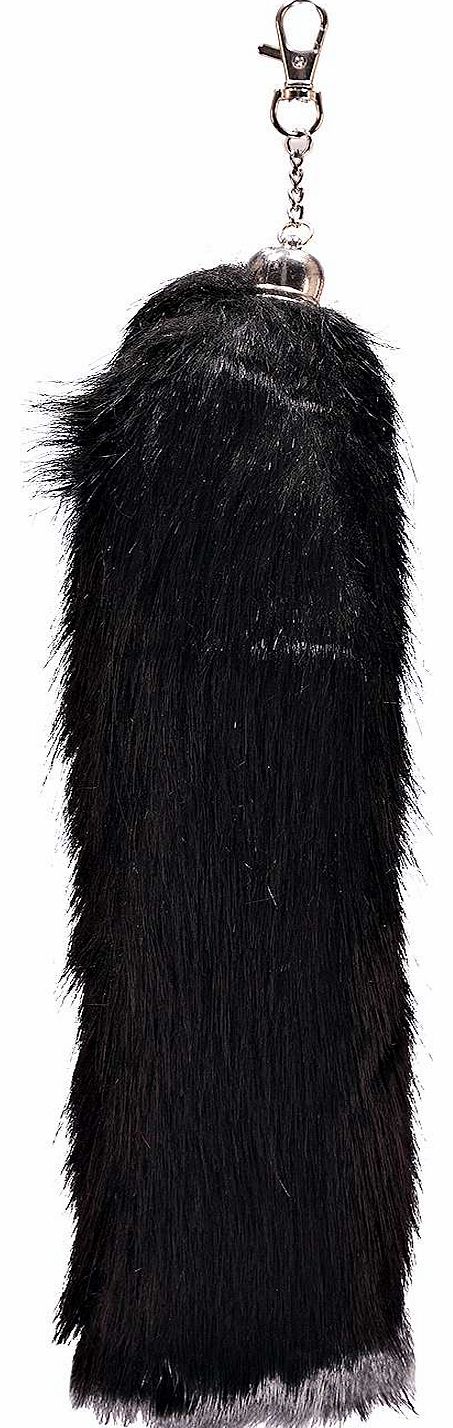 boohoo Cassie Faux Fur Bag Keyring - black azz17456