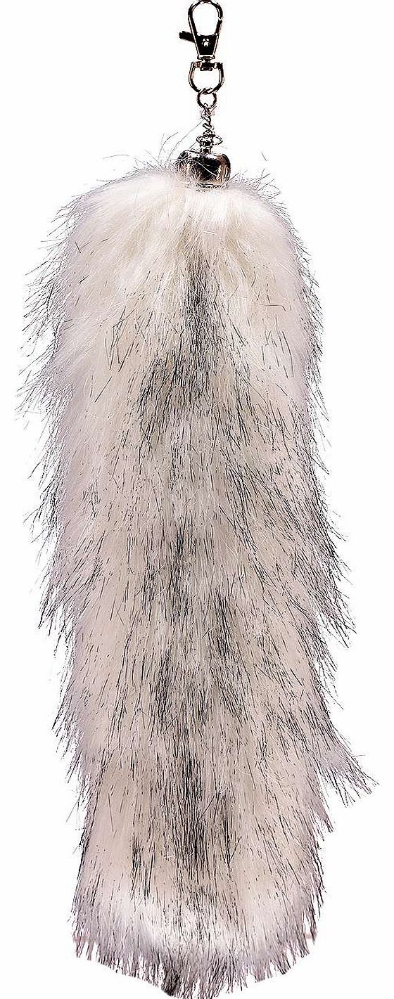 Cassie Faux Fur Bag Keyring - white azz17456