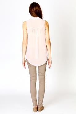 Boohoo Cassie Sleeveless Chiffon Button Front Blouse