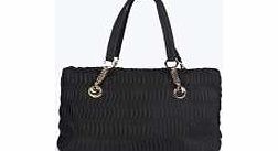 Chain Detail Textured Day Bag - black azz09843