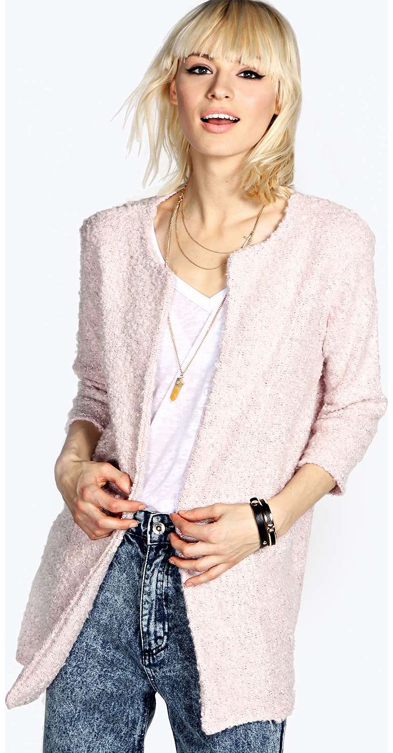 boohoo Charis Buucle Knit Cardigan - pink azz15079