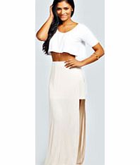 boohoo Charlie Exposed Leg Maxi Skirt - blush azz27967