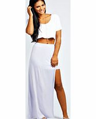 boohoo Charlie Exposed Leg Maxi Skirt - lilac azz27967
