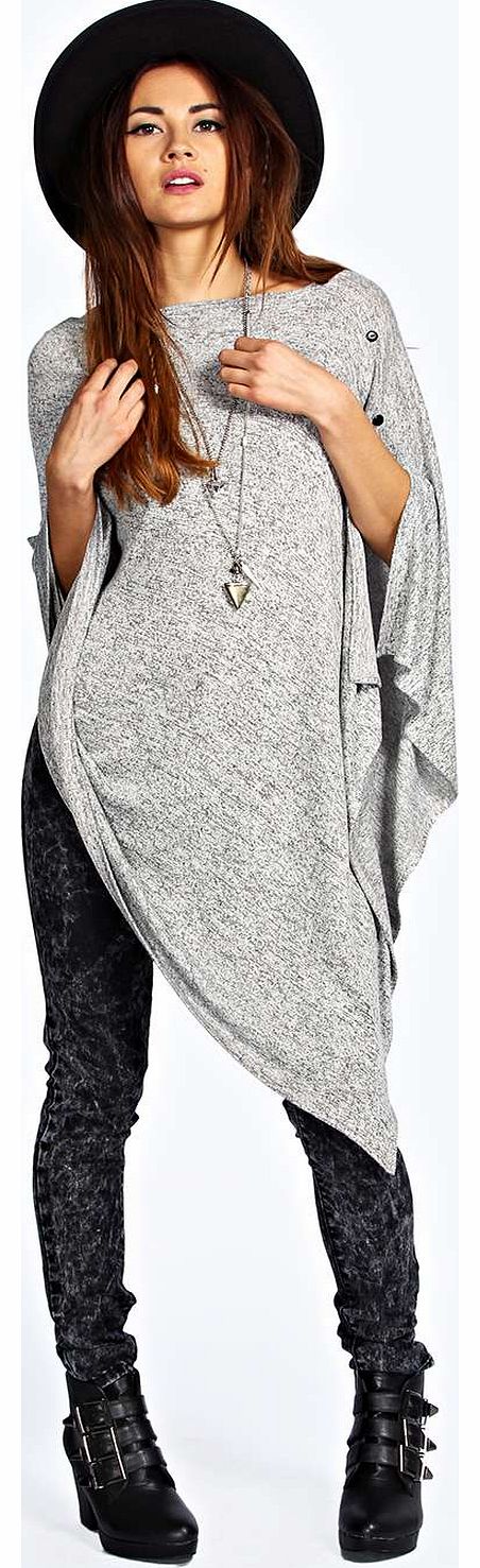 boohoo Charlie Knitted Cape - grey azz17760