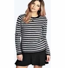 boohoo Charlie Zig Zag Knit Jumper - grey azz21276