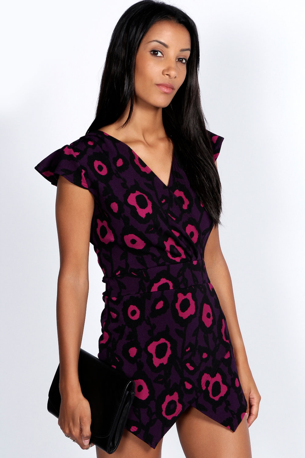 boohoo Charlotte Crepe Printed Asymmetric